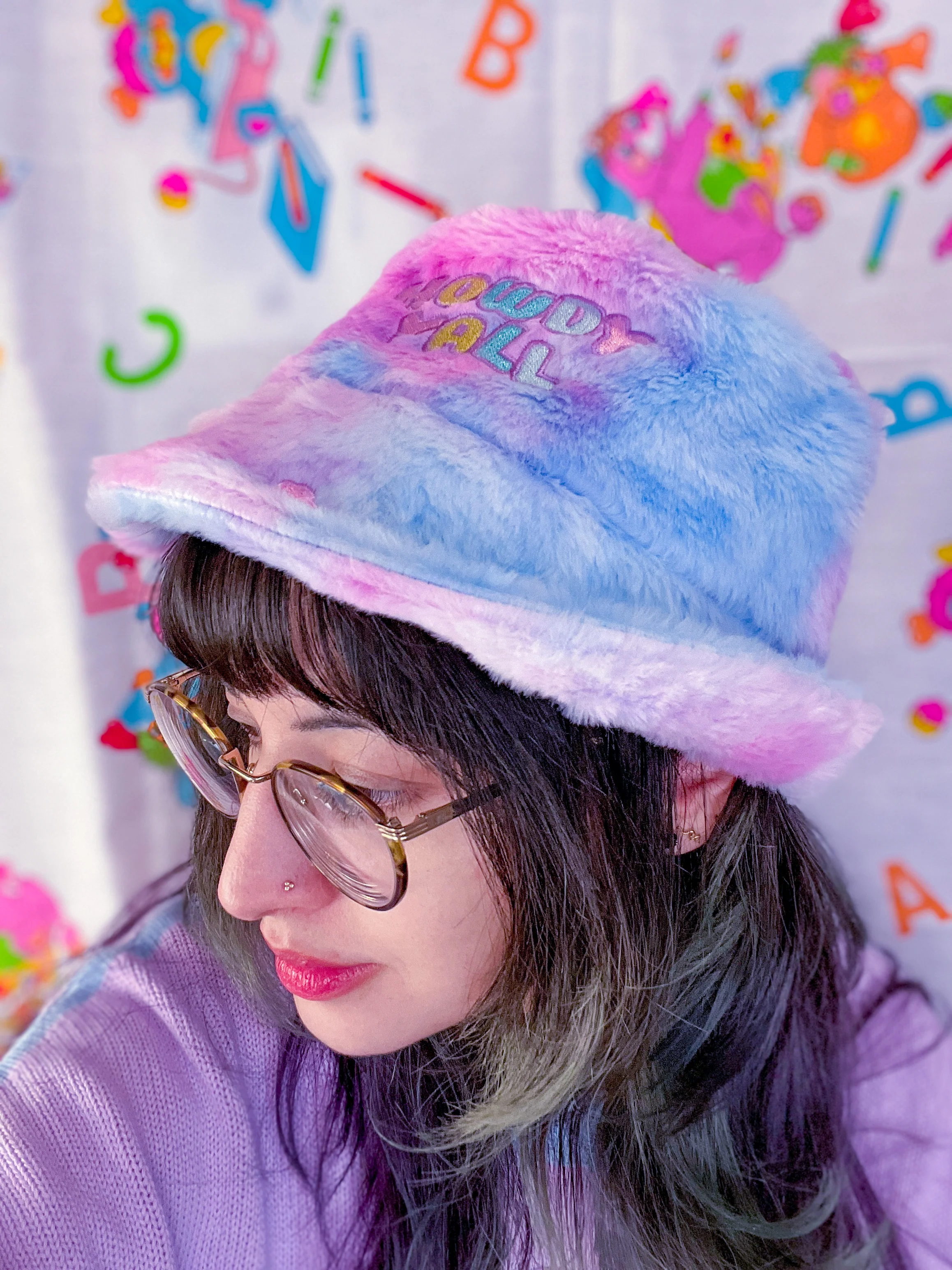 Howdy Yall Fuzzy Bucket Hat - Image 3