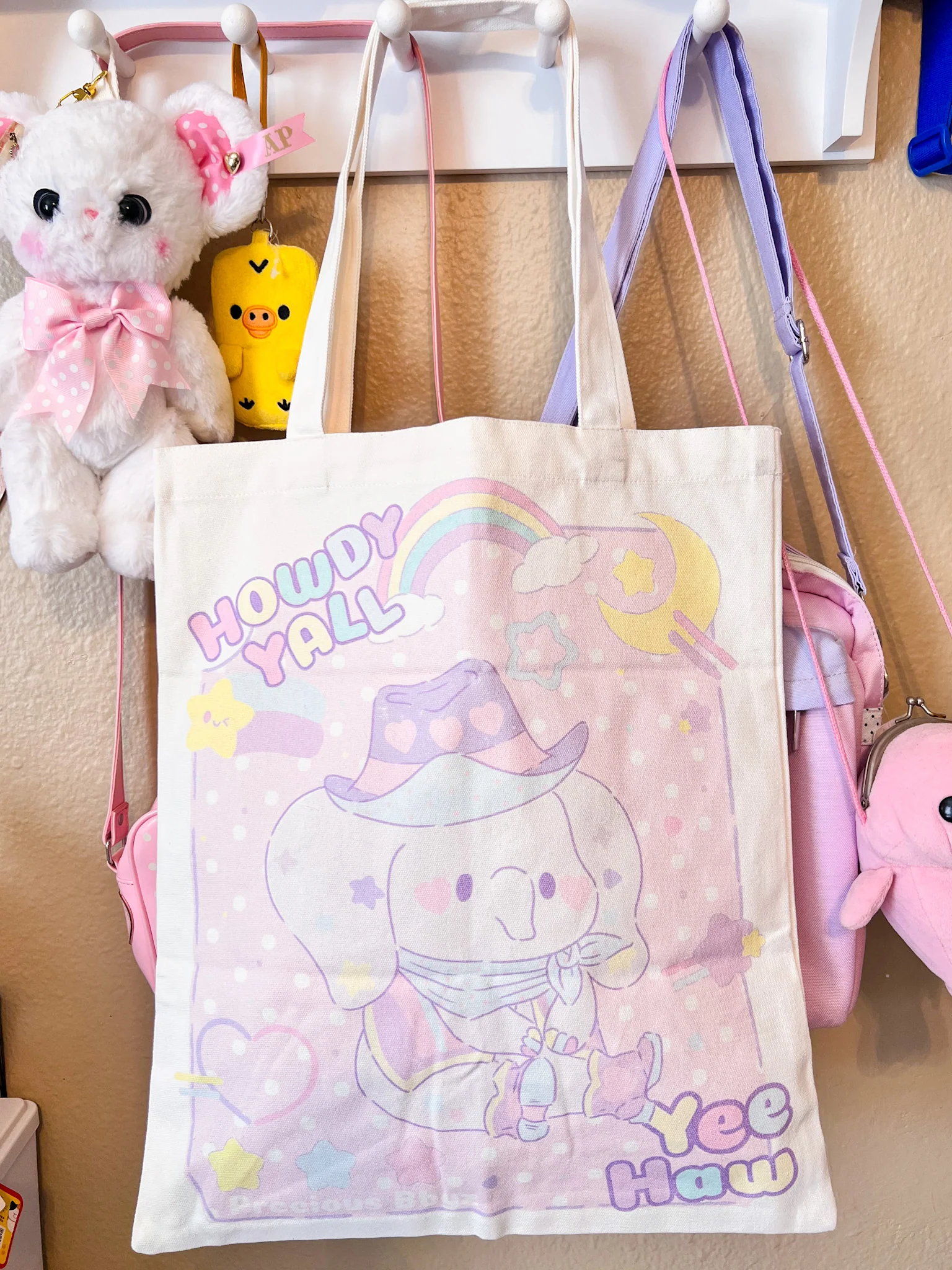 Cowpoke Elephant Pastel Canvas Tote - Image 3