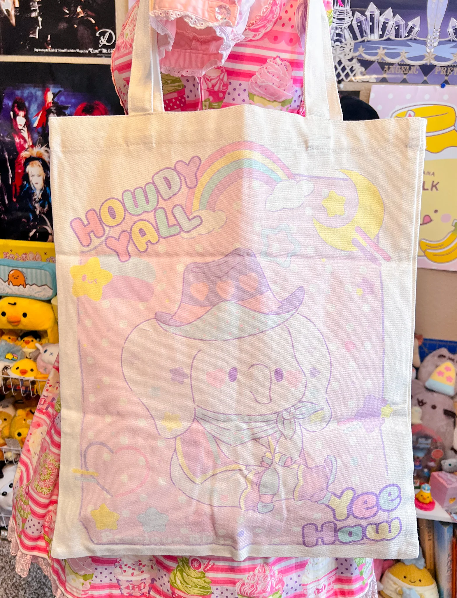 Cowpoke Elephant Pastel Canvas Tote - Image 4