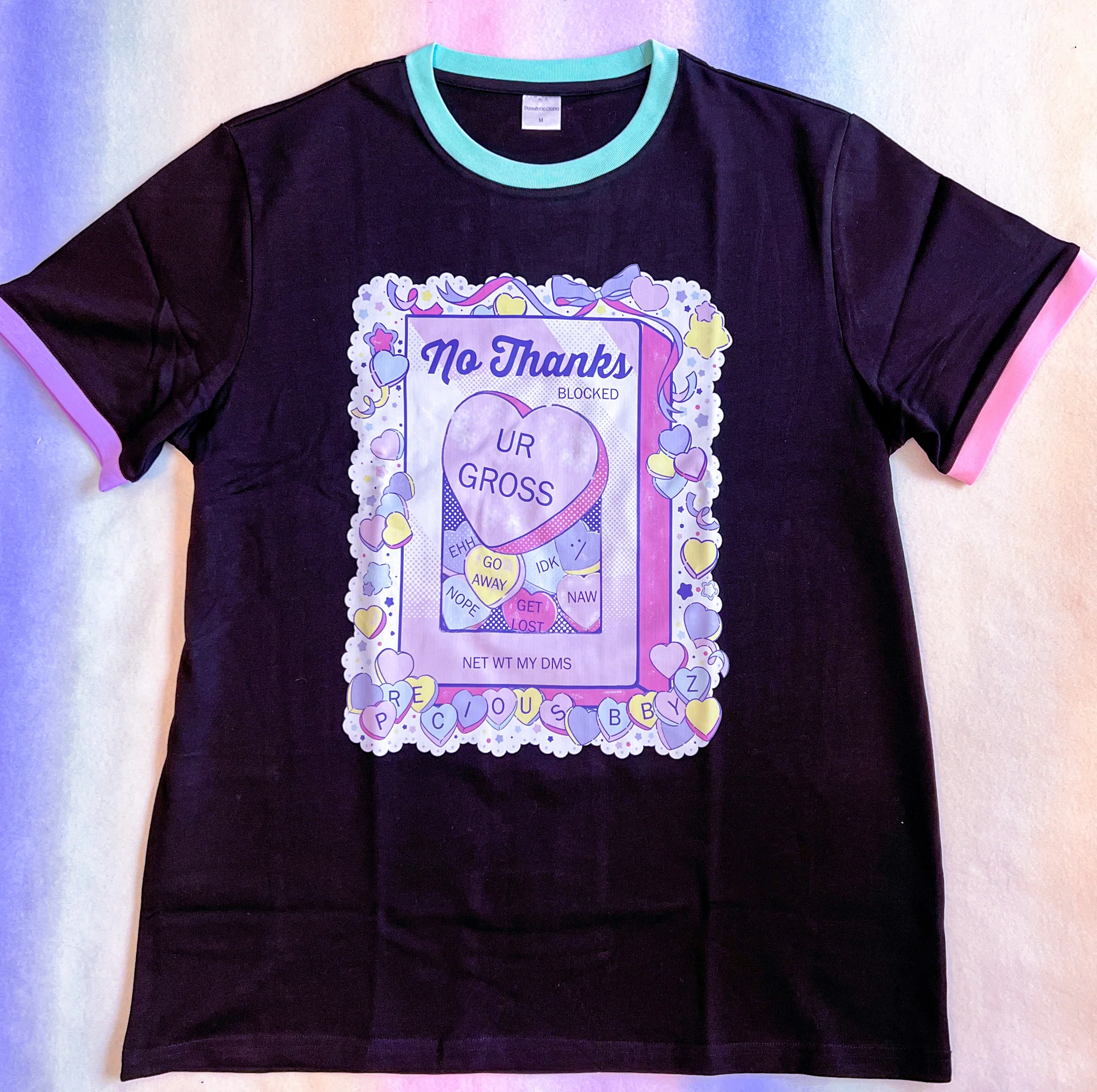 No Thanks Conversation Hearts Contrast T-Shirt - Image 12