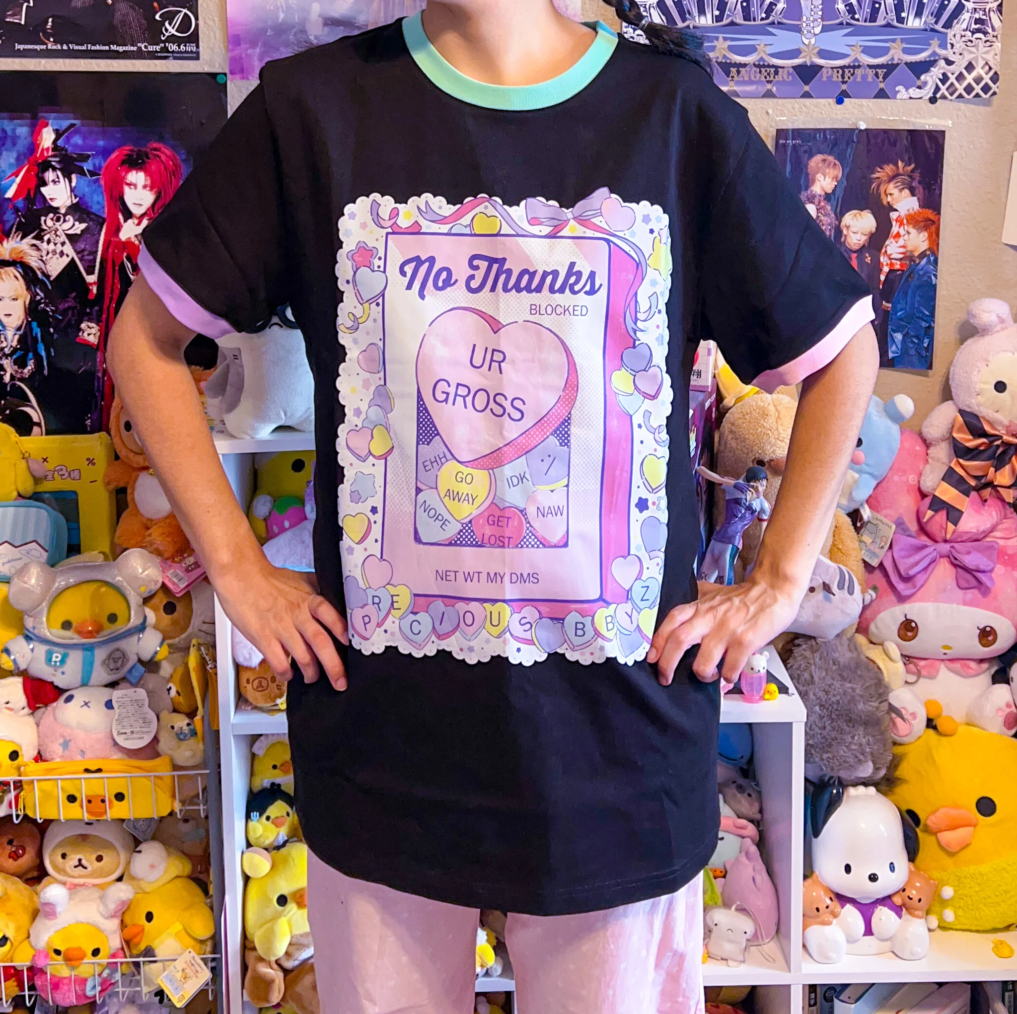 No Thanks Conversation Hearts Contrast T-Shirt - Image 5