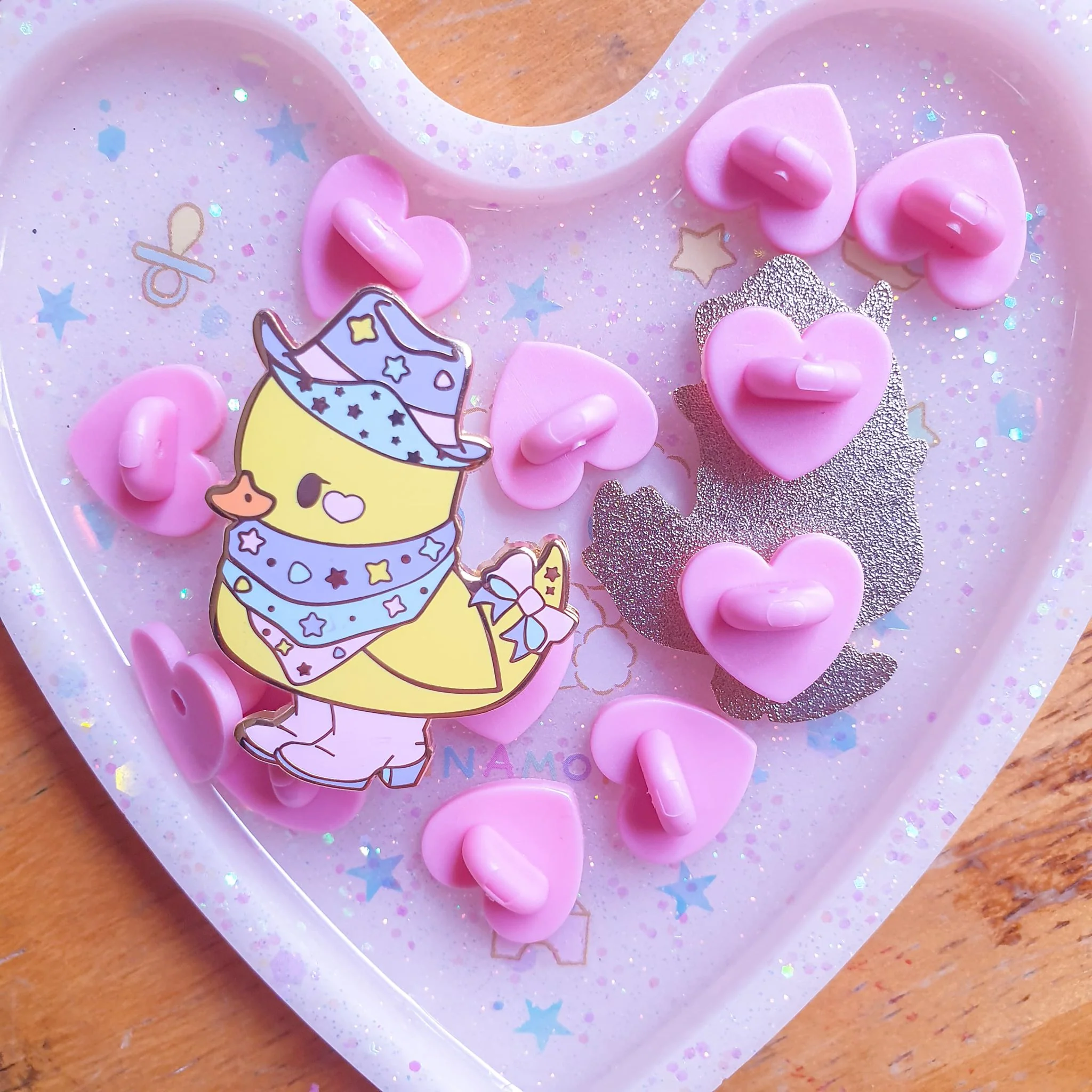 Pink Heart Shape Rubber Pin Backs 4pc. Pack | Cute and large heart shaped rubber clutches for enamel pins - Image 3