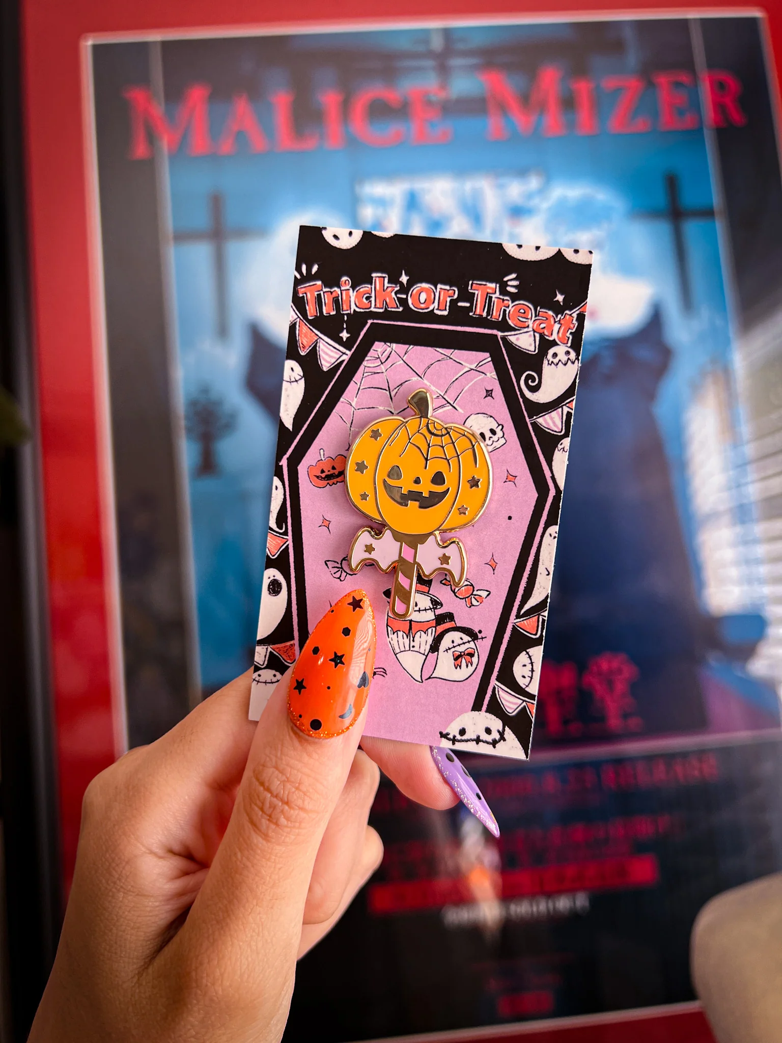 Pumpkin Wand Enamel Pin - Image 3