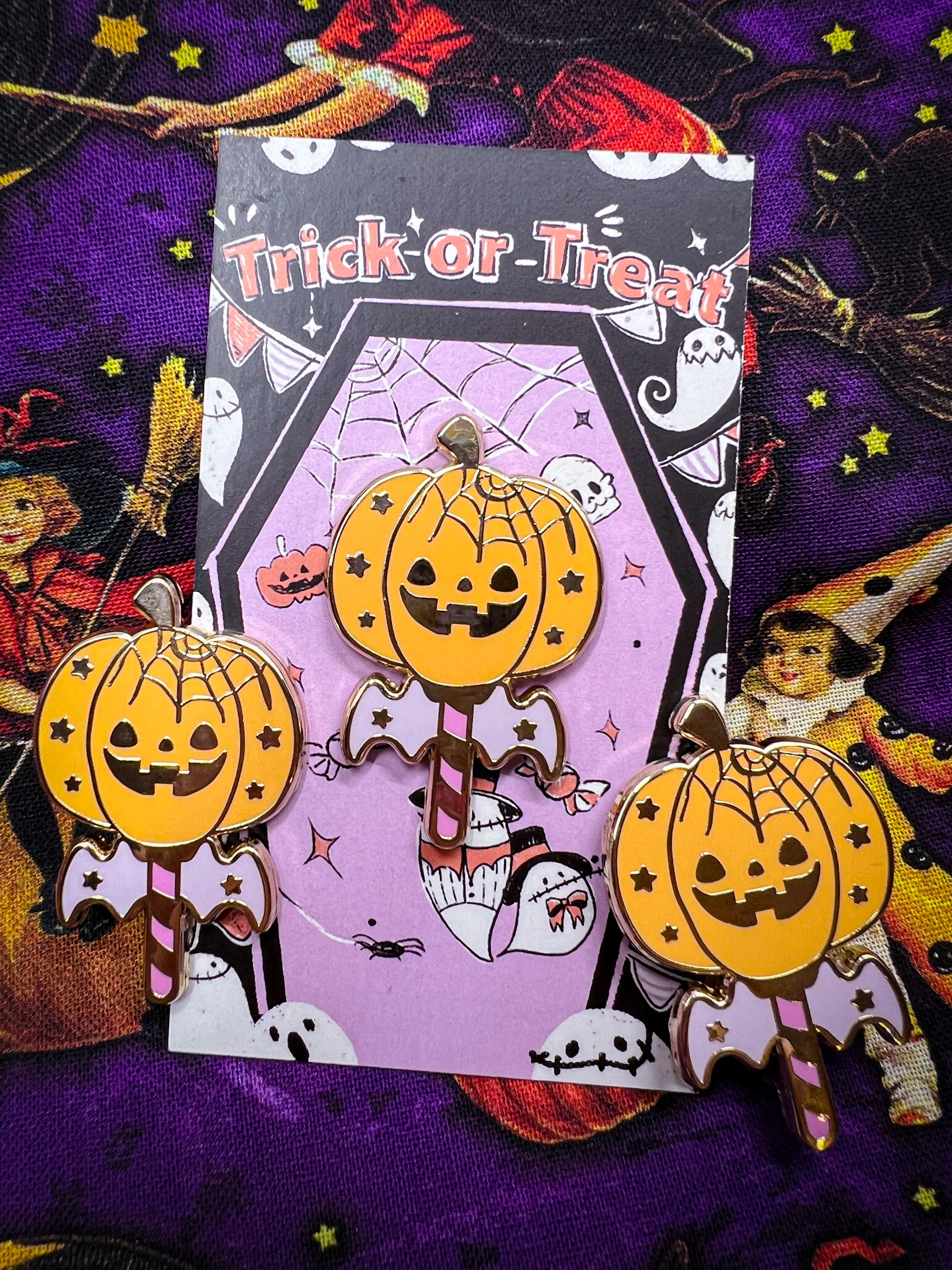 Pumpkin Wand Enamel Pin - Image 4