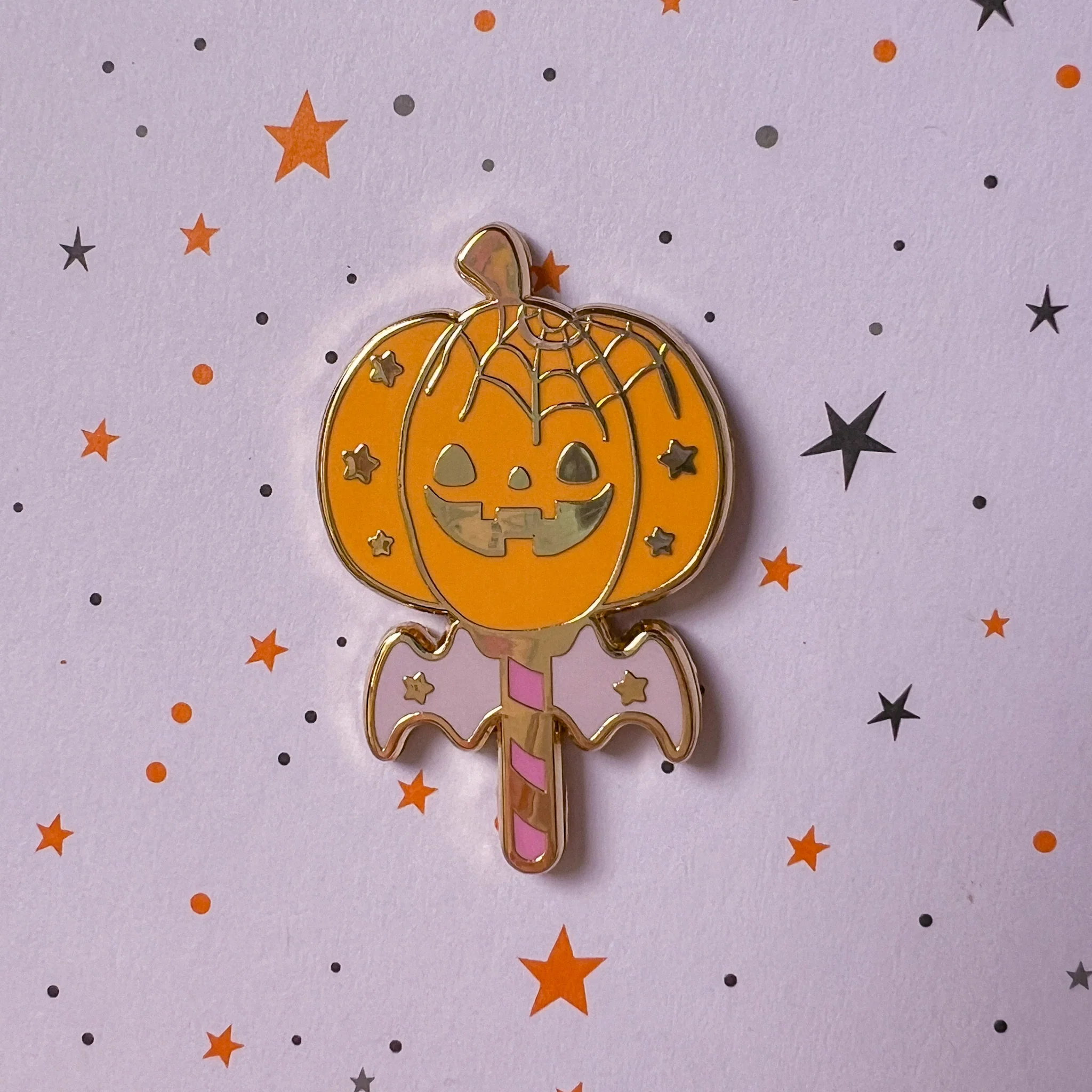 Pumpkin Wand Enamel Pin - Image 5