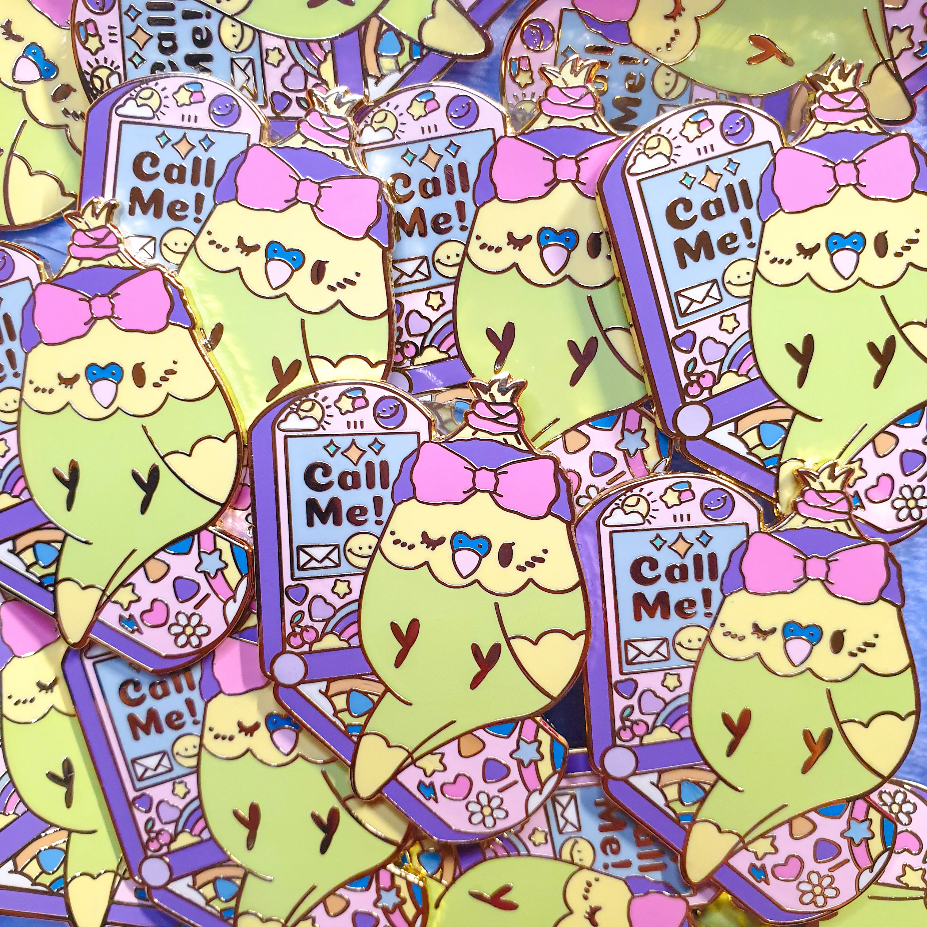 Y2Kall Me! Green Budgie Pin - Image 3